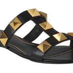 Valentino Garavani Roman Stud Calfskin Leather Slide Sandal Size 37.5 Photo 0