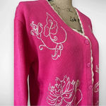 STORYBOOK KNITS Vintage Henna Floral Pink Cardigan W/ Embroidery Medium‎ NWT Photo 3