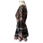 Alice + Olivia Black Clementina Floral Long Sleeve Cotton Mini Dress Size 0 Photo 2