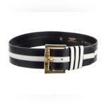 Vintage Escada Leather Black & White Striped Belt Gold Buckle 80s GE40 US8 Photo 1