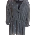 Mossimo Womens Gray Sheer Long Sleeve Tunic With Lace & Patterned Detail Size XL Photo 0