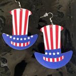 Uncle Sam Hat Earrings Statement Jewelry Labor Day July 4th Veterans Me… Photo 0