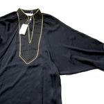 Tory Burch NWT Puffed-sleeve Tunic Dress in Black Belted Gold Trim Midi XS $498 Photo 3