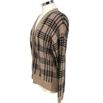 Joie  Plaid Cardigan V-Neck Sweater Beige Black Size Large Photo 3