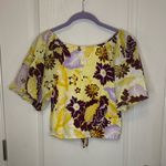 Anthropologie  Yellow and Purple Floral Crop Top Photo 3