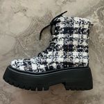 AQUA Sarge Navy Tweed Lace-Up Platform Ankle Boots, Size 8 New in Box Photo 1