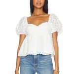 Amanda Uprichard NWT! Tomasina Puff Sleeve Babydoll Top in Cirrus - Size Small Photo 4