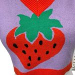 Urban Outfitters NEW Purple Red Strawberry Sleeveless Crop Sweater Vest Top Sz M Photo 3