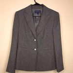 Evan Picone Evan-Picone Suit Petite Women’s Knit Gray Faux Pearl Silver Design Button Blazer Photo 0