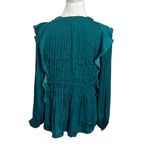 Anthropologie By  Pintuck Blouse Long Sleeve Blouse Shirt Dark Turquoise Size S Photo 5
