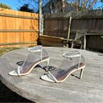 BCBGMAXAZRIA  Women’s Taylor‎ Twist-Strap Sandal in white size 8.5 Photo 3