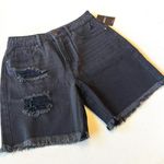 Forever 21  Distressed Black Denim Long Shorts Photo 4