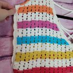 Judith March 100% COTTON CROCHET OPEN KNIT CROSS BACK SWEATER TANK TOP LARGE Photo 3