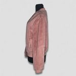 Forever 21 Bomber Jacket Faux Fur Zip Front Ribbed Side Pockets Pink sz L Photo 3