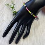 Green pink cats eye sing peace love faith bracelet Photo 4