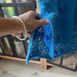 Mud Pie  crochet coverup mini dress cobalt cerulean blue tassels sleeveless swim Photo 3