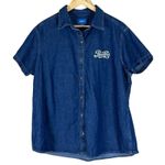 Port & Company Pepsi Cola Shirt Womens XL Dark Wash Denim Button Down Retro 90s Blue Size L Photo 0