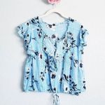 Free People  One Blue Floral Gauze Naya Top Photo 0