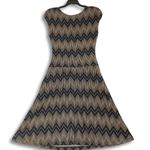 Enfocus Studio En Focus Dress Womens 8 Black Tan Chevron Sleeveless Midi Blouson Scoop Neck Photo 3