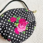 Betsey Johnson Black Floral & Polka Dot Satin Mini Crossbody Bag Photo 4