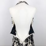 Carmen Marc Valvo  Pleated Cocktail Party Halter Dress Black White Beaded Size 4 Photo 11