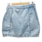 Free People  Little Daisies Button Front Light Denim Mini Skirt Women’s Size 6 Photo 2