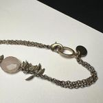 Talbots  Pink Stone Leaf Charms Gold Tone Station Necklace Signed Photo 2