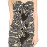 Veronica Beard Traffic Stripe Strapless Bodycon Mini Dress White/Black/Yellow 4 Photo 0