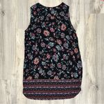 Beach Lunch Lounge Black Floral Sleeveless Mini V Neck Dress Swim Cover Size L Photo 5