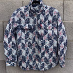 Levi's  Blue & White Paisley Quilted Snap Jacket M Photo 0