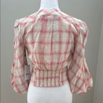 Bailey 44 Abigail Pink and Cream v-neck button front puff sleeve blouse top NWT Photo 2