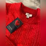 Crown & Ivy NWT Size SP Red Cable knit Puff Sleeve Pullover Crew Neck Seeater Photo 9