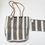 Woven tote bag with small zipper bag boho Black Photo 0