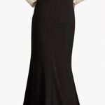 Tadashi Shoji NEW Black Ivory Floral Lace Bodice Long Sleeve Gown Sz 6 Photo 1