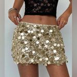 Amazon Y2K Sequined mini skirt bodycon gold costume low rise halloween discs Sabrina Photo 0