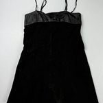 VEDA Black Suede Leather Trim Mini Dress Party Cocktail Women's P Photo 0