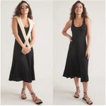 Marine layer  Lexi Rib Fit & Flare Midi Dress Black Medium $98 Photo 1