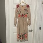 ASOS  Beige Long Sleeve Dress with Red and Pink Floral Embroidery Photo 2