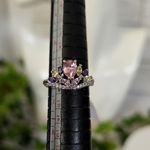 Pretty Silver White Gold Filled Ring Pink Purple Stones Photo 7