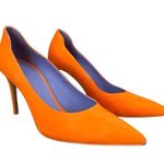 Victoria Beckham  Women’s Point Toe Orange Suede Purple Interior Stiletto Heels Photo 1