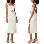 NICHOLAS Twill Gathered Sheath Dress White Ivory Size 14 Photo 2