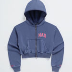 Madhappy  X Gap Full Zip Cropped Mad Hoodie in Navy Blue Small Photo 0
