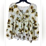 Altar'd State Altar’d State Women’s Medium Sunflower Boho Flowy Front Cropped Long Sleeve Top Photo 1