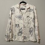 Chelsea Peers White Astrology Print Button Sleep Shirt Womens S Satin Buttons Photo 0