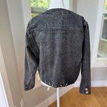 Vintage Jordache Black Acid Wash Cropped Denim Jean Jacket Brass Buttons Medium Photo 2