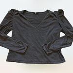 7 For All Mankind From 7 All Man Kind Black Puff Sleeve Peasant Cotton Street wear V-neck … Photo 0