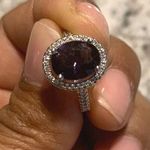 Australian Crystal Oval Stone Ring Dipped In White Gold! Brand New! So Pretty And sparkly!! Purple Stone!! Photo 0