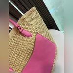 ON 34TH Isabella Pink and Tan Women's Straw Tote Bag Photo 5