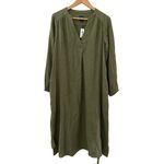 Gap Crinkle Gauze Tie-Waist Midi Dress Desert Cactus Green Size Medium Photo 7