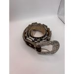 Vintage Nocona Western Leopard Haircalf Rhinestone Concho Belt Brown Silver Size XL Photo 2